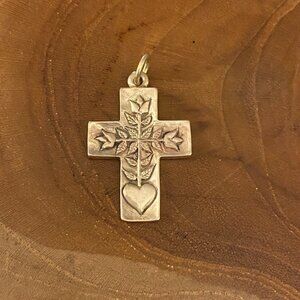 RETIRED Jeep Collins Cross with Flowers Pendant, Brass
